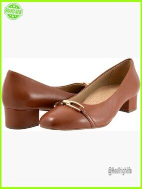 Soft Leather Low Heel Pumps with Cushioned Footbed Arch Support